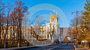 The Church and Arch of Imperial Lyceum. Pushkin, St.Petersburg