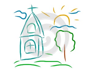 Church artistic drawing