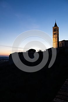 Church in Assisi village in Umbria region, Italy. The town is famous for the most important Italian Basilica dedicated to St.