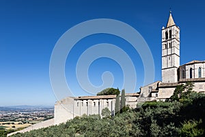 Church in Assisi village in Umbria region, Italy. The town is famous for the most important Italian Basilica dedicated to St.