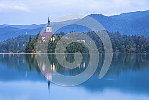 Church of the Assumption on the island of Bled lake, Slovenia