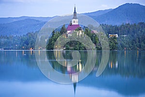 Church of the Assumption on the island of Bled lake, Slovenia