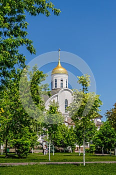 Church behind trees