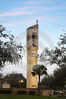 Church Bell Tower with Cross in McAllen, Texas photo