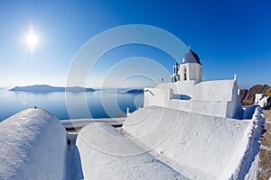 Church with a bell tower over the sea