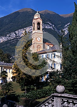 Church bell tower, Tremezzo, Italy.