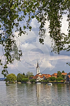 Church in Berlingen and lake Constance, Thurgau, Switzerland photo