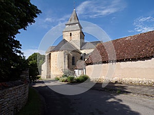 Church in Bessais-le-Fromental, a commune in the Cher department in the Centre-Val de Loire region of France.