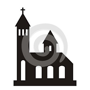 Church, black silhouette, vector icon