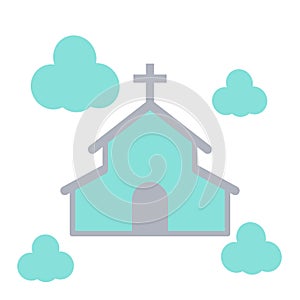 Church with blue sky icon vector