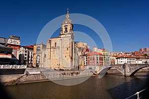 The church and the bridge of San Anton in Bilbao