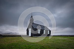 Church Budir in Budahraun lava fields on south coast of SnÃ¦fellsnes peninsula at western Iceland