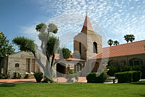 Church building with beautiful grounds
