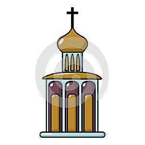 Church building icon, cartoon style