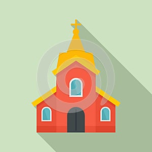 Church building icon, flat style