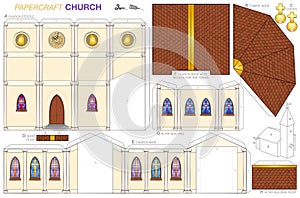Church Building Paper Craft Template photo