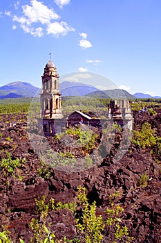 Church buried by the paricutin volcano in uruapan michoacan, mexico I