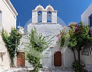 Church Campanary Naousa Paros Island Greece