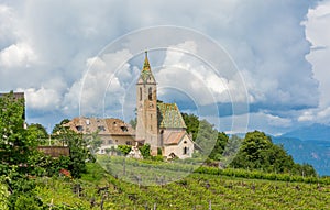 Church of Castelvecchio, located at 612 m asl, is the highest located locality belonging to Caldaro, South Tyrol, Trentino Alto Ad