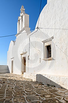 The church in Castro Kastroon Folegandros island. Cyclades, Greece