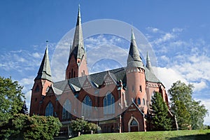 Church cathedral neo gothic made of bricks, Turku city
