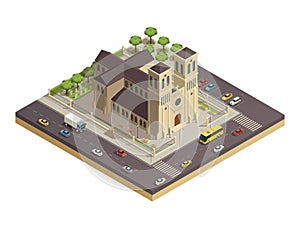 Church Cathedral Road Isometric Composition