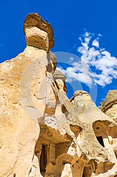 Church caves in Fairy Chimneys rock formation Cappadocia Turkey
