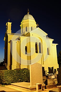 Church and Cemetery on night