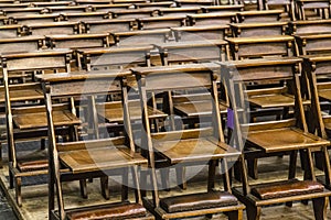 Church chairs in the Sint Jans cathedral of Den Bosch