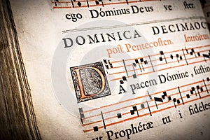 Church choir books on a wooden lectern