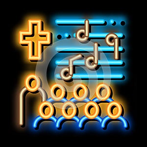 church choir neon glow icon illustration