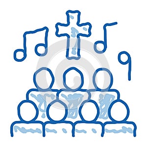 Church Choir Singing Song Concert doodle icon hand drawn illustration