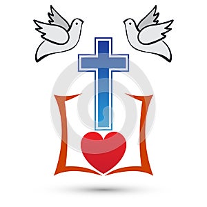 Church Christian Love holy bible cross dove peace  symbol