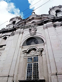 Church Christmas white color street boy sky  Portugal Lisbon