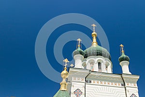 The Church of Christs Resurrection on blue sky background in Foros, Yalta