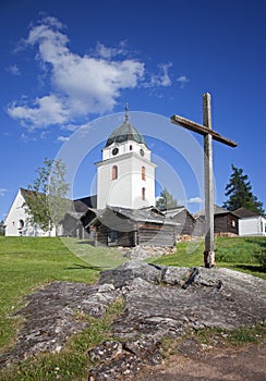 Church in the city of Rattvik on the shore of Lake Siljan. Sweden photo