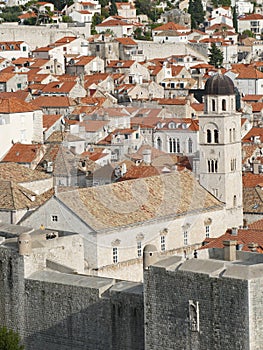 Church and clay tiled roofs of Dubrovnik