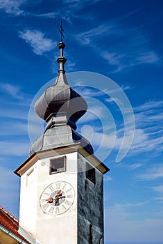 Church clock tower of Ptuj Castle, Slovenia