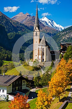 Church in Cortina, autumn, Italy