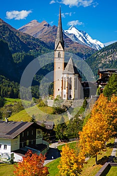 Church in Cortina, autumn, Italy photo