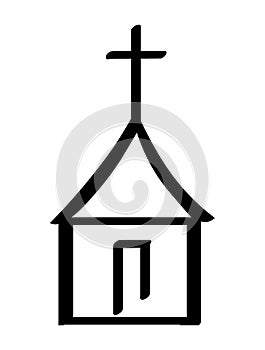 Church and cross illustration.Church logo . photo