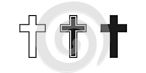 Church cross set icon, christian logo element illustration, religious sign, vector