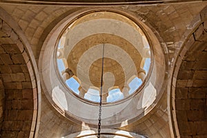 Church cupola at Noravank monastery complex in Armen