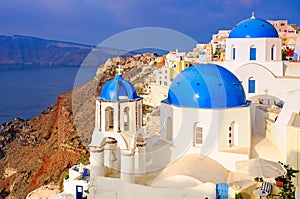 Church Cupolas at Santorini, Greece photo