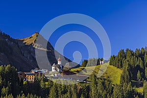 Church in DamÃ¼ls, Bregenzer Wald, Bregenz district, Vorarlberg, Austria