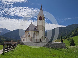 Church dated back to the 16th century of St. Vitus, St. Veit in the Village of Braies in South Tyrol, Bolzano - Italy