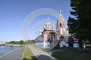 The Church of Dimitri Tsarevich on the Blood of the 17th century on the banks of the Volga River in the town of Uglich