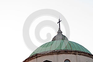 Church Dome with Cross Against Sky