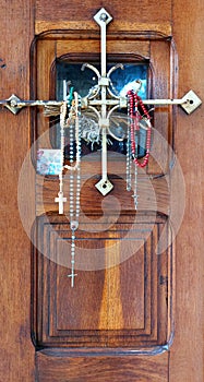 Church Door with Rosaries