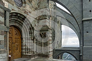 The Church door of the The Sacra di San Michele, also known as S